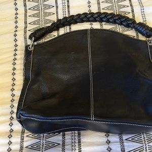Black leather hobo.